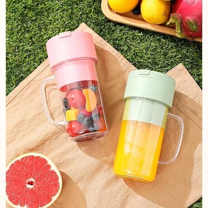 Portable Smoothie Juicer (350ml) USB Rechargeable Electric Juicer Cup with Stra Wireless Travel Blender for Smoothies, Juices, and Outdoor