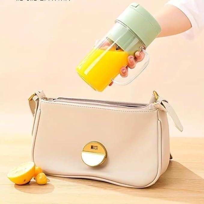 Portable Smoothie Juicer (350ml) USB Rechargeable Electric Juicer Cup with Stra Wireless Travel Blender for Smoothies, Juices, and Outdoor