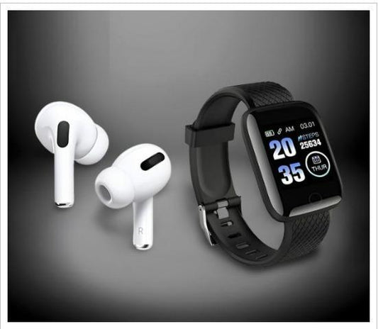 Combo Of Truly Earbuds Headset & D116 Smart Watch