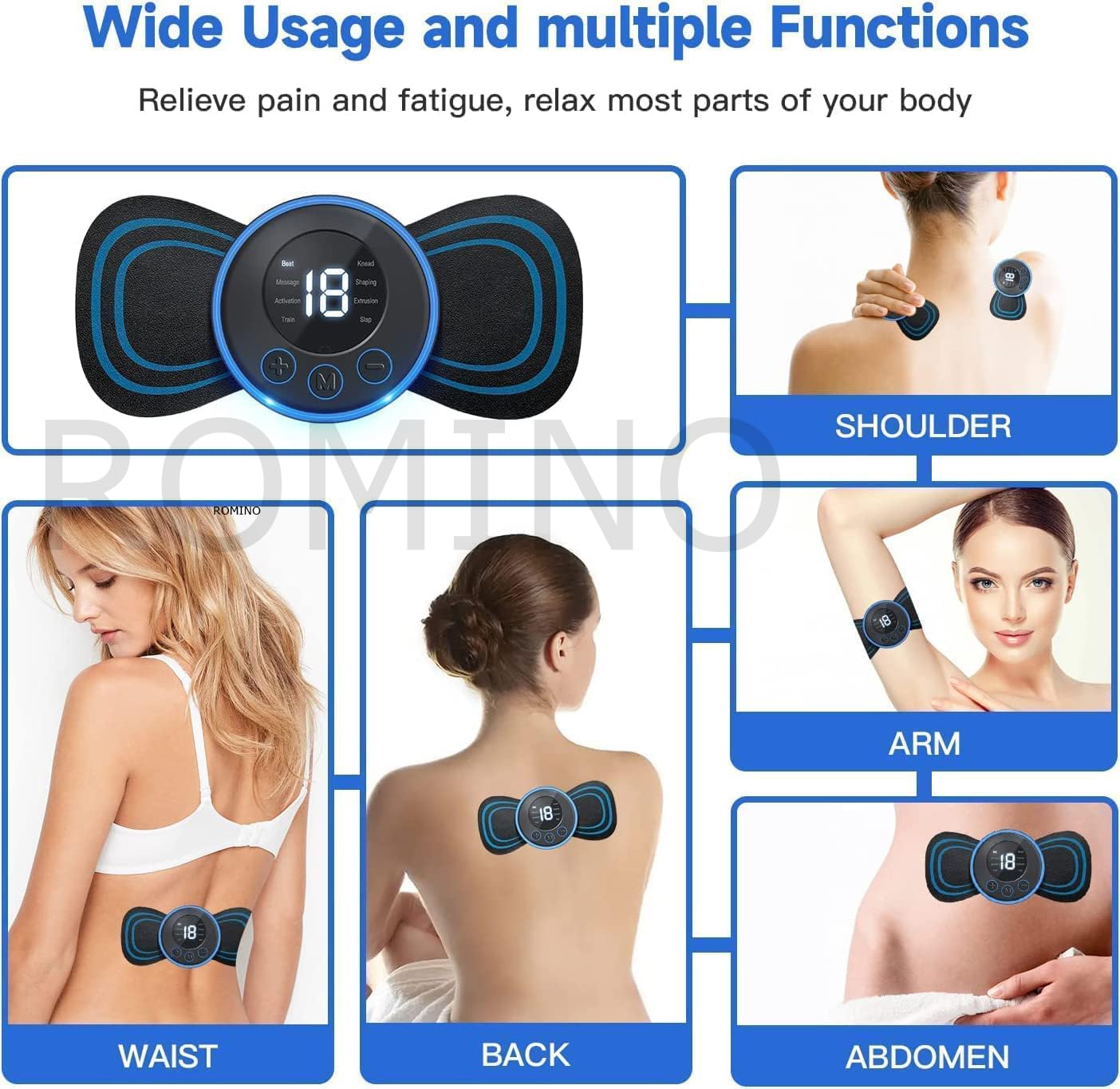 Mini Massager with 8 Modes and 19 Strength Levels,Rechargeable Electric Massager for Shoulder,Arms,Legs,Back Pain for Men and Women
